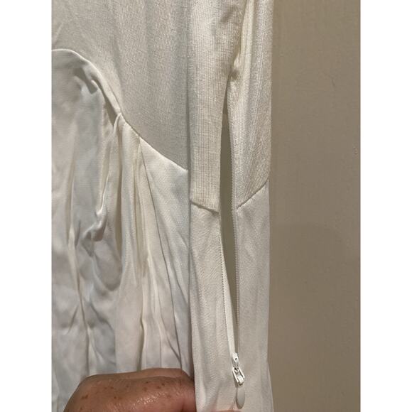 ANTHROPOLOGIE Asymmetrical XXS White Knit Satin Sleeveless Midi Dress Women - Picture 6 of 9